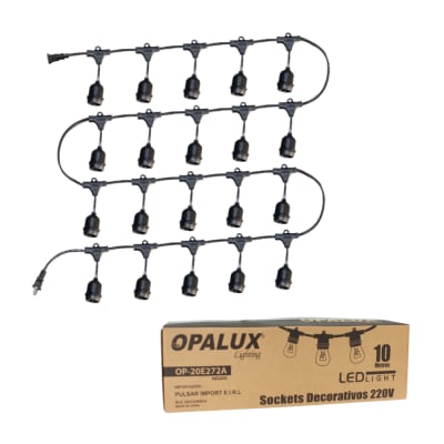 Guirnalda de 20 Sockets Colgantes Opalux E27 220V 10m - OP-20E27