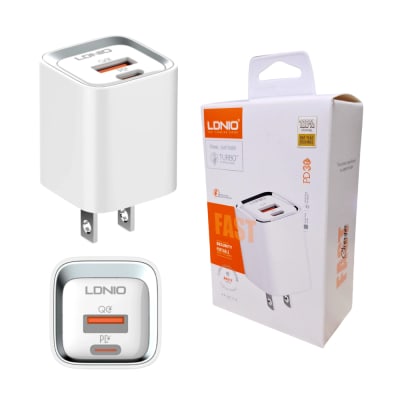 Cubo Cargador de Doble entrada USB QC3.0 y Tipo C PD 30W Ldnio A2317