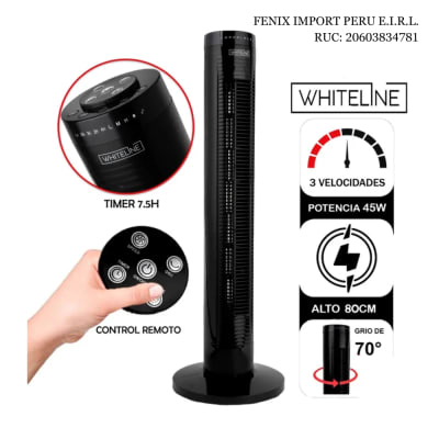 Ventilador de Torre Giratorio Silencioso 3 Velocidades 45W de 70″ 220V Whiteline