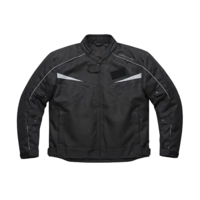 Casaca Impermeable para Motociclista Sin Forro Negro con Protecciones, Cintas Reflectivas y Ajustes de Velcro KRATOZ KC-CPIMP-SF-N-L Talla L
