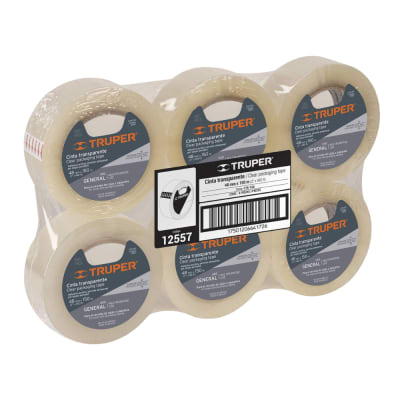 Cinta para Empaque Transparente de 150 Metros x 48 mm con Adhesivo Acrílico de Alta Adherencia para Embalaje y Sellado de Cajas x6 unidades TRUPER CTR-150