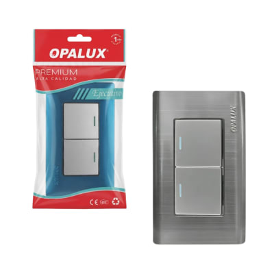 Interruptor Metálico Doble con Dado Grande de 10A 127–250V AC para Control Independiente de Dos Circuitos en Instalaciones Residenciales y Comerciales OPALUX OP-SP02