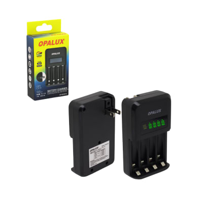 Cargador para Pilas AA y AAA con Pantalla LCD 4 Canales Independientes y Proteccion contra Sobrecarga OPALUX OP-BC9012L 