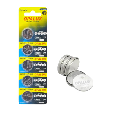 Pilas de Litio CR2032 3V Blíster x 5 Unidades para Relojes, Controles Remotos, Placas Madre, Calculadoras OPALUX OP-2032BP5