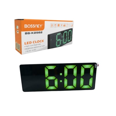 Reloj Digital para Escritorio con Alarma Formato 12/24 hrs Pantalla LCD Bossney BS-K2562