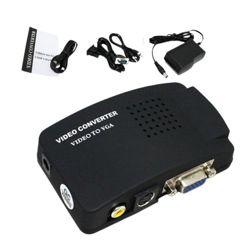 Adaptador Convertidor Rca Tv S-video A Vga Con Cables