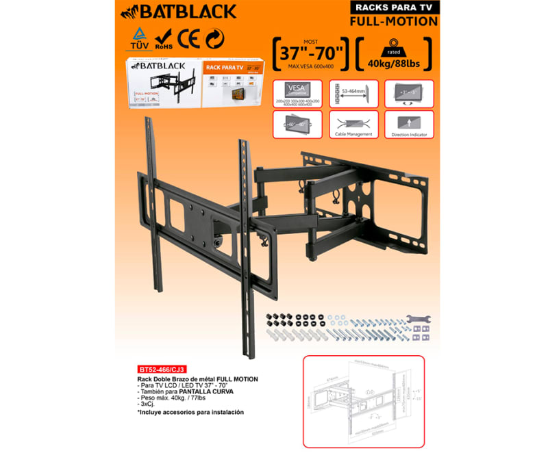 Soporte Rack para TV 37- 70 Batblack BT52-466