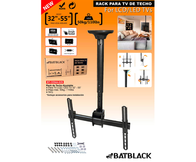 Rack Para Tv Techo Bt-ce944-02s 32-55 pulgadas Batblack