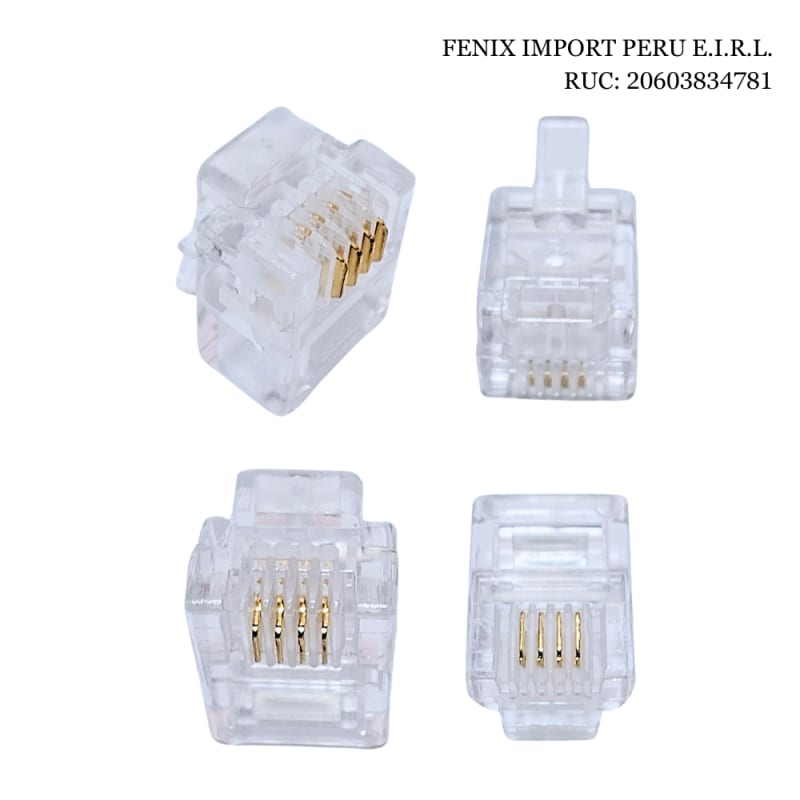 Conector Rj11 Tipo 6P4C Para Línea Teléfono Bolsa De 100 Unidades