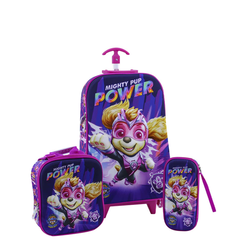 Set Maleta Full 3D EVA Triple Rueda Scool Ranger - PAW PATROL NIÑA