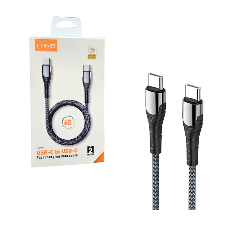 Cable De Datos USB Tipo C a Tipo C Ldnio LC102 65W Carga Rapida