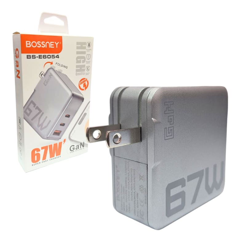 Cubo Cargador Bossney BS-E6054 de 67W con 2 Salidas USB Tipo C