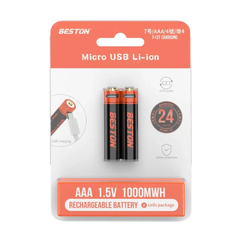 Pilas AAA x2 und Beston Recargables con Cable 3AM-2