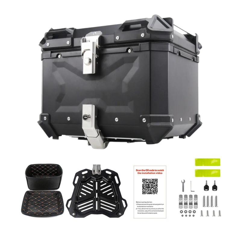 Cajuela de Aluminio de 65L de Capacidad y Respaldar para Moto MOTOON