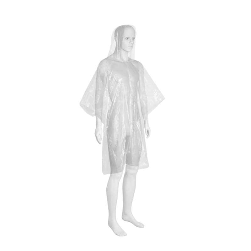 Poncho Capamanga Desechable de Polietileno Impermeable Transparente Unitalla para Lluvias Pretul PONCHO-PD