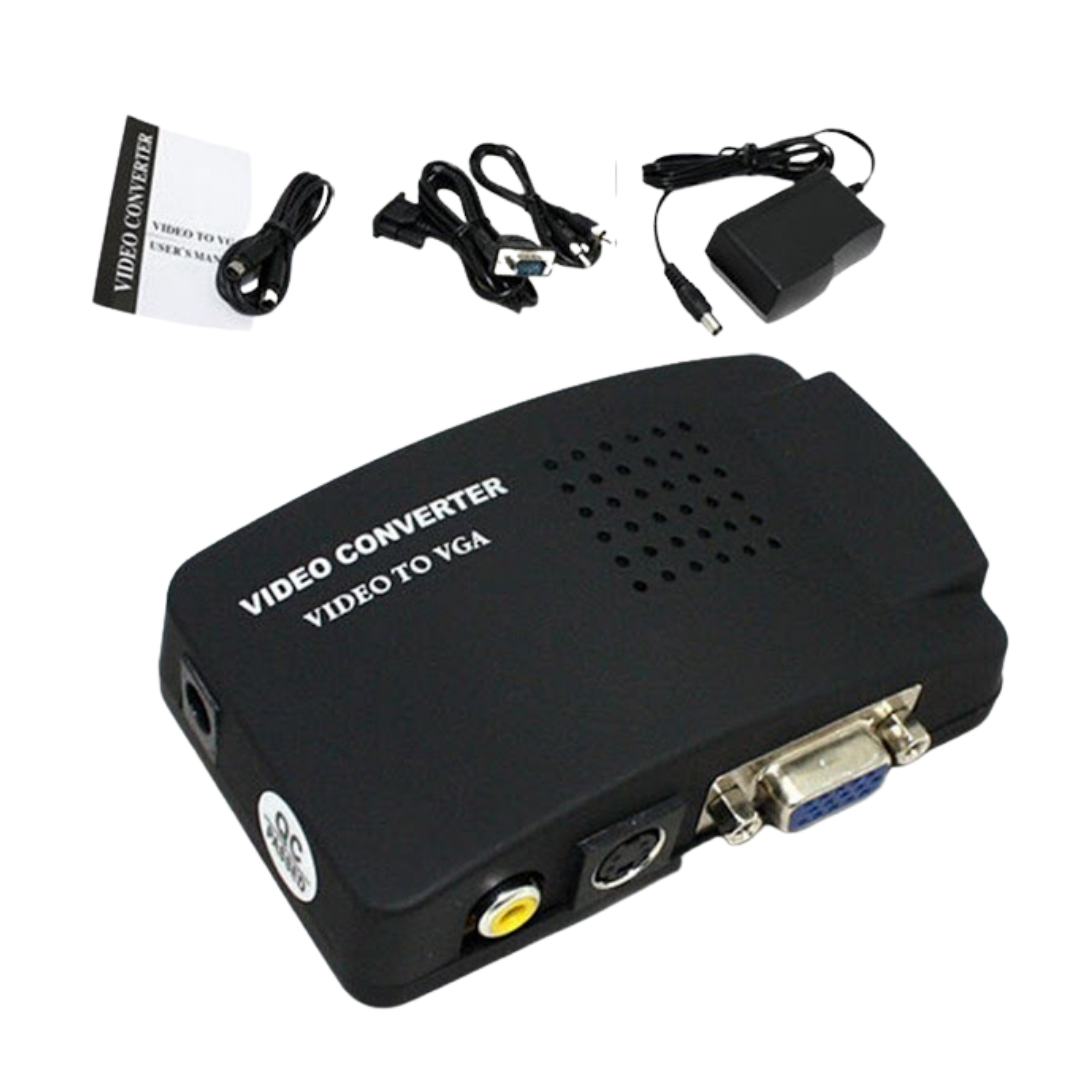 Adaptador Convertidor Rca Tv S-video A Vga Con Cables