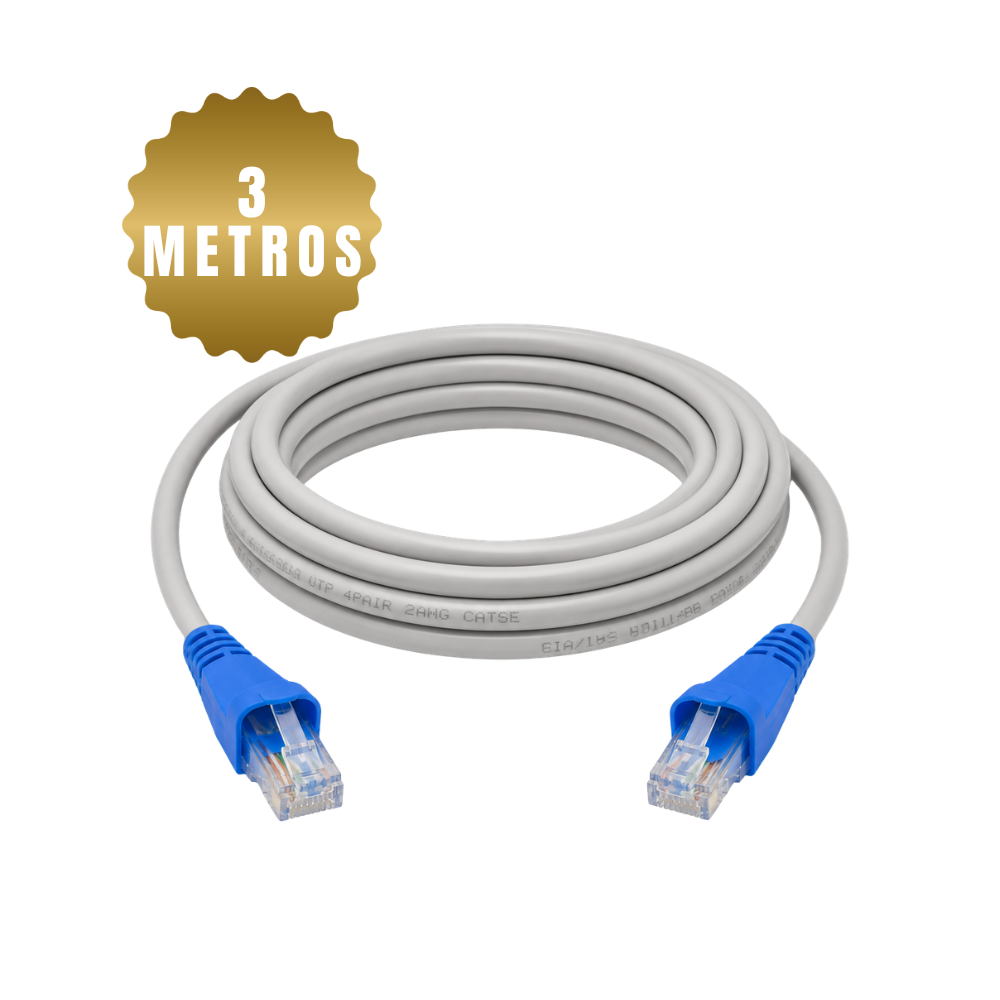 Cable De Red Internet Ethernet Rj45 Cat-5E de 3 Metros Gris