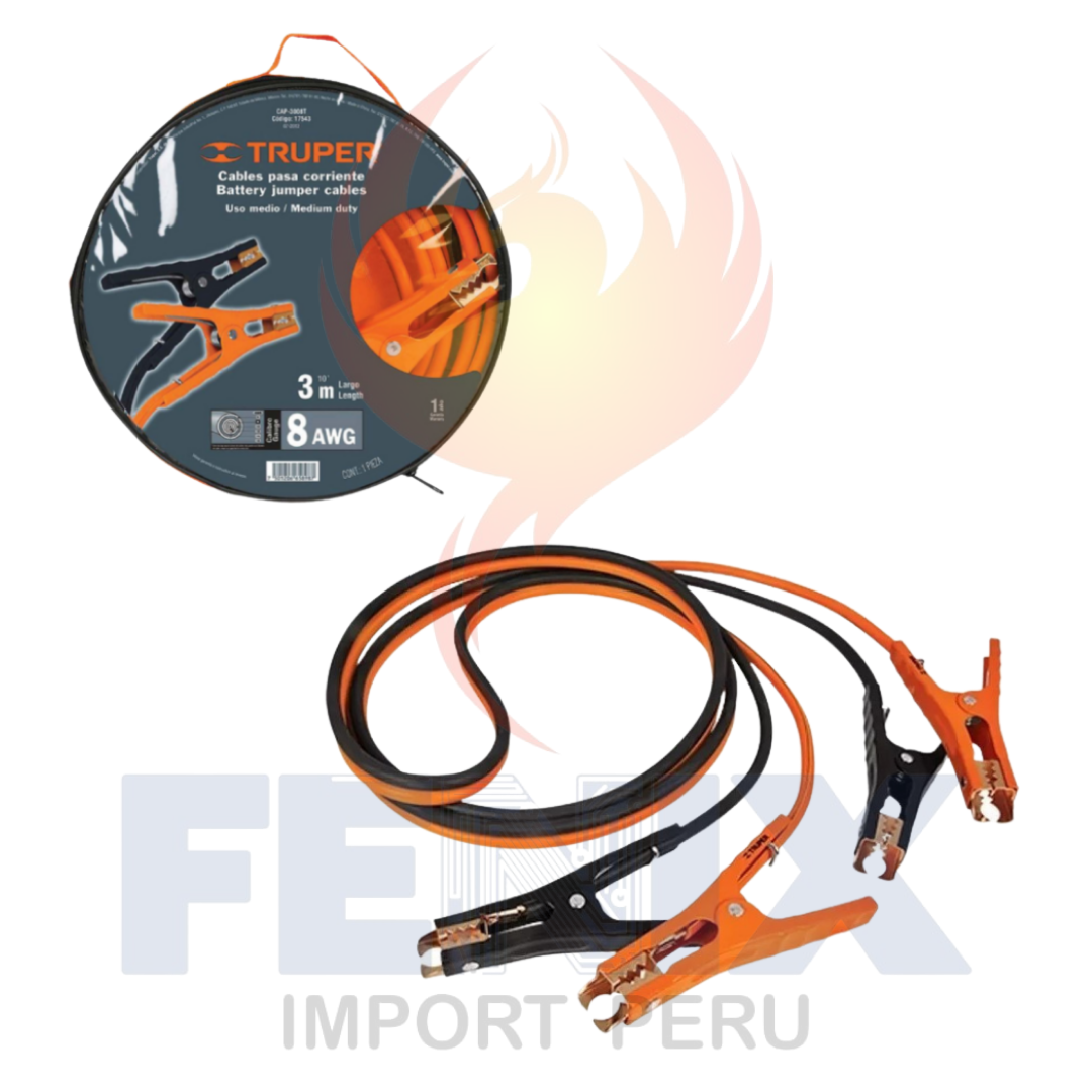 Cable Pasa Corriente Para Bateria Auto Truper 3 Mts