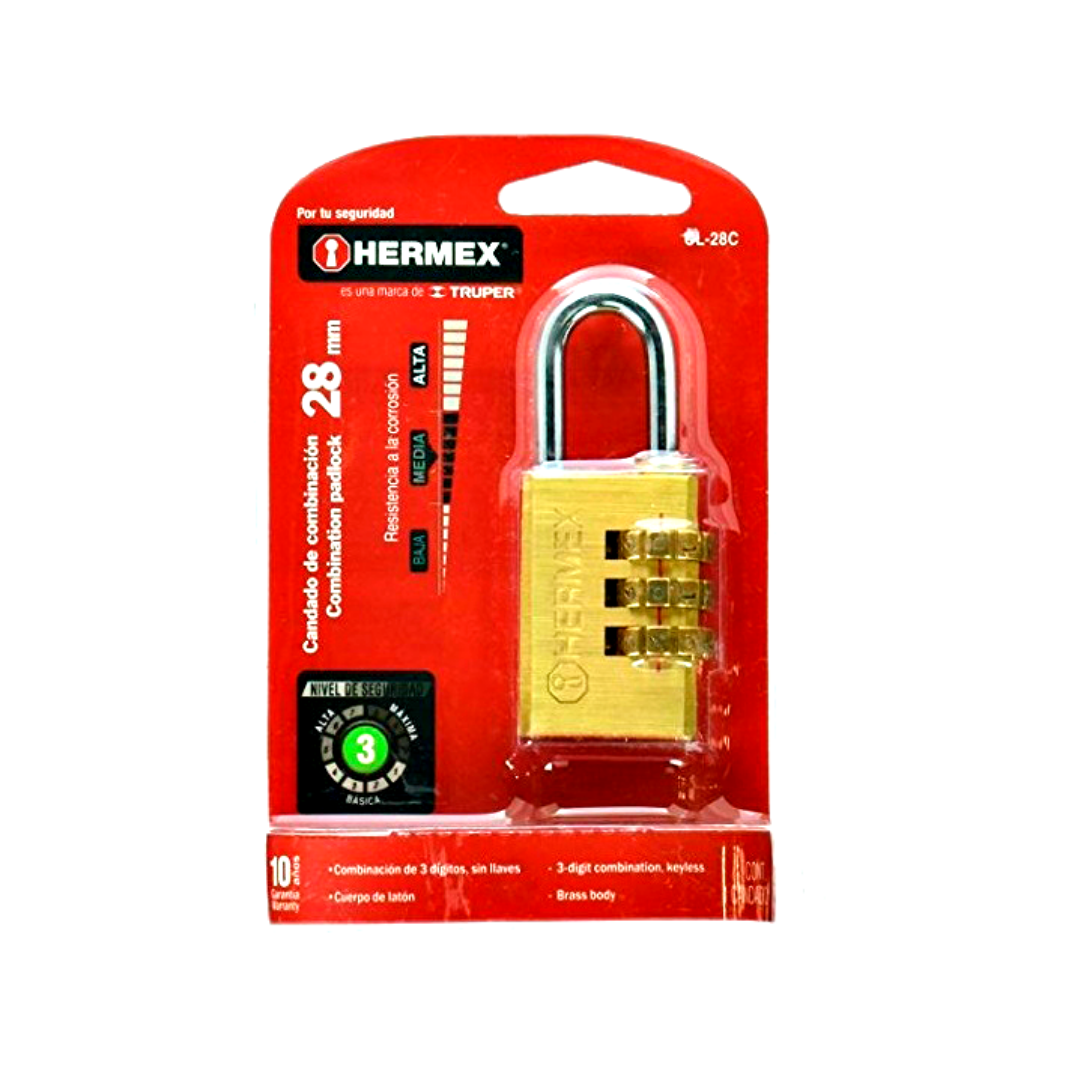 Candado De Combinacion Hermex 28mm Maleta, Mochila