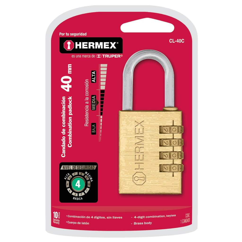 Candado De Combinacion Hermex 40mm Maleta, Mochila
