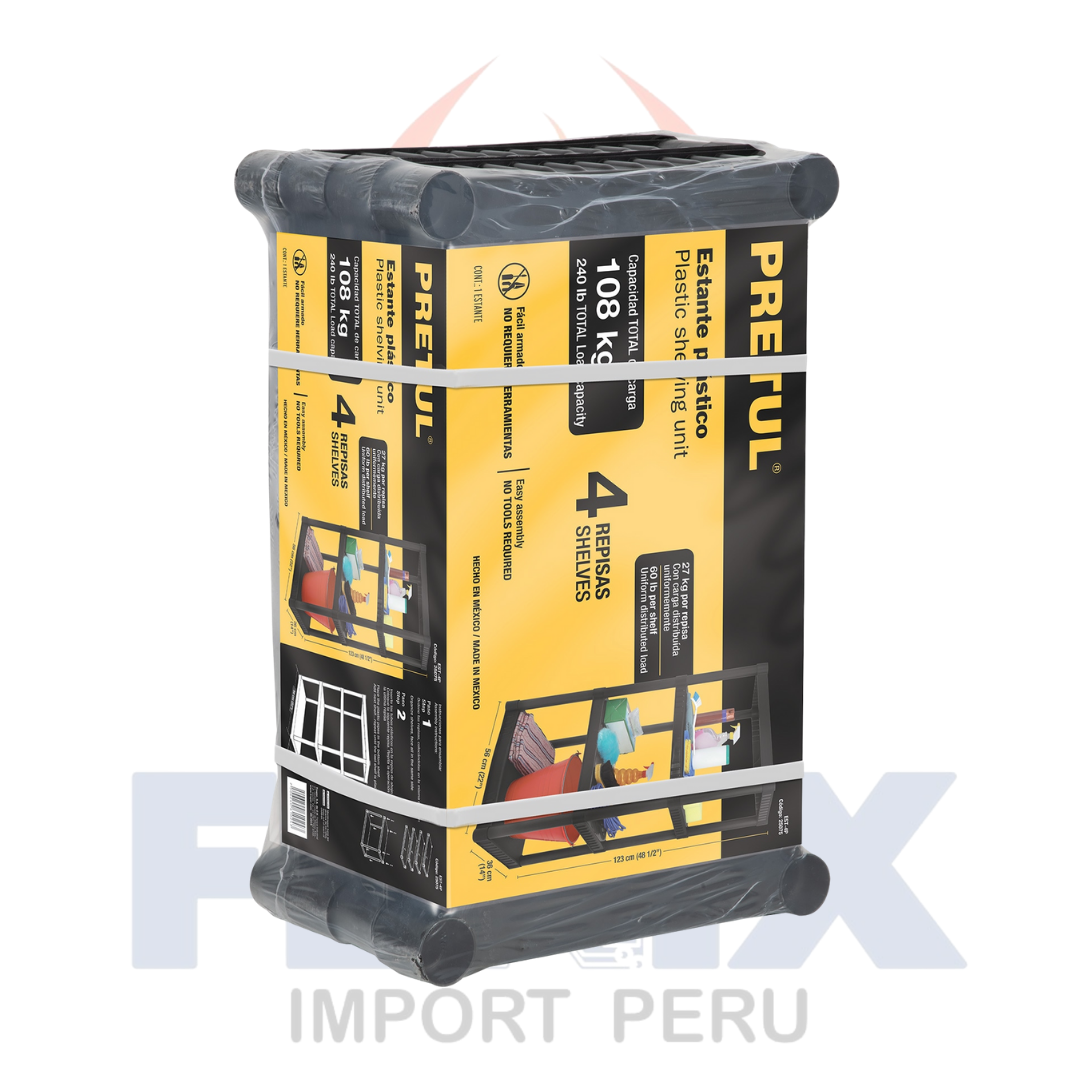 Estante Plástico De 4 Niveles 123cm Pretul Est-4p