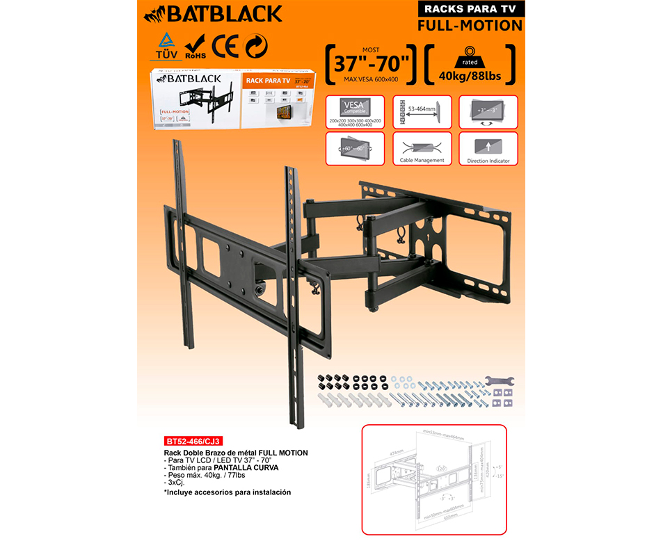 Soporte Rack para TV 37- 70 Batblack BT52-466