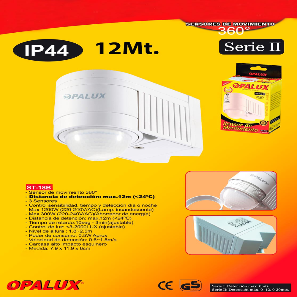 Sensor De Movimiento 360° Ip44 Opalux St-18b 12mt