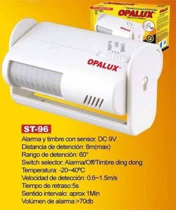 Sensor De Movimiento Con Timbre Y Alarma Opalux St-96