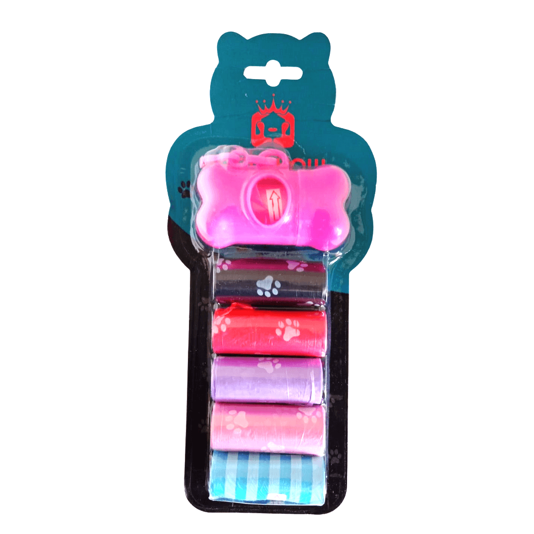 Kit Dispensador + 6 Rollos 72 Bolsas Para Heces De Mascotas
