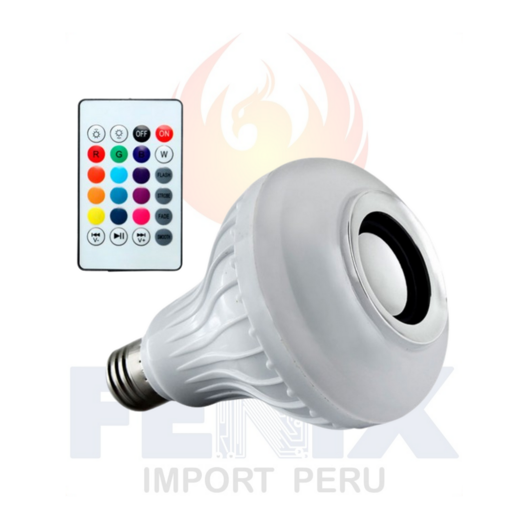 Foco Led Musical Bluetooth Con Luz Blanca Y Rgb + Control