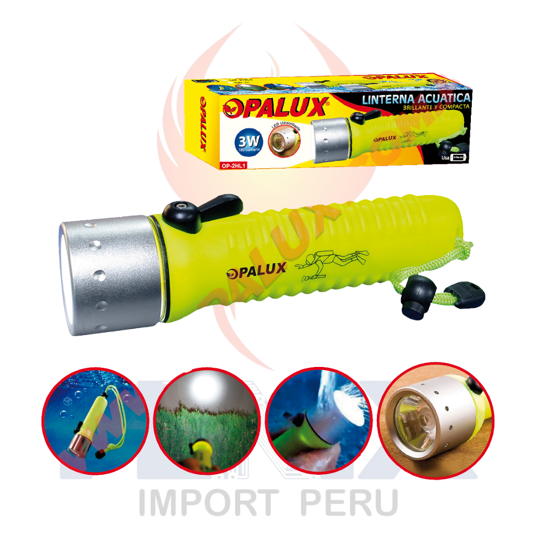 Linterna Acuática Para Buceo Opalux Op-1l 3 Watts 180 Lumens