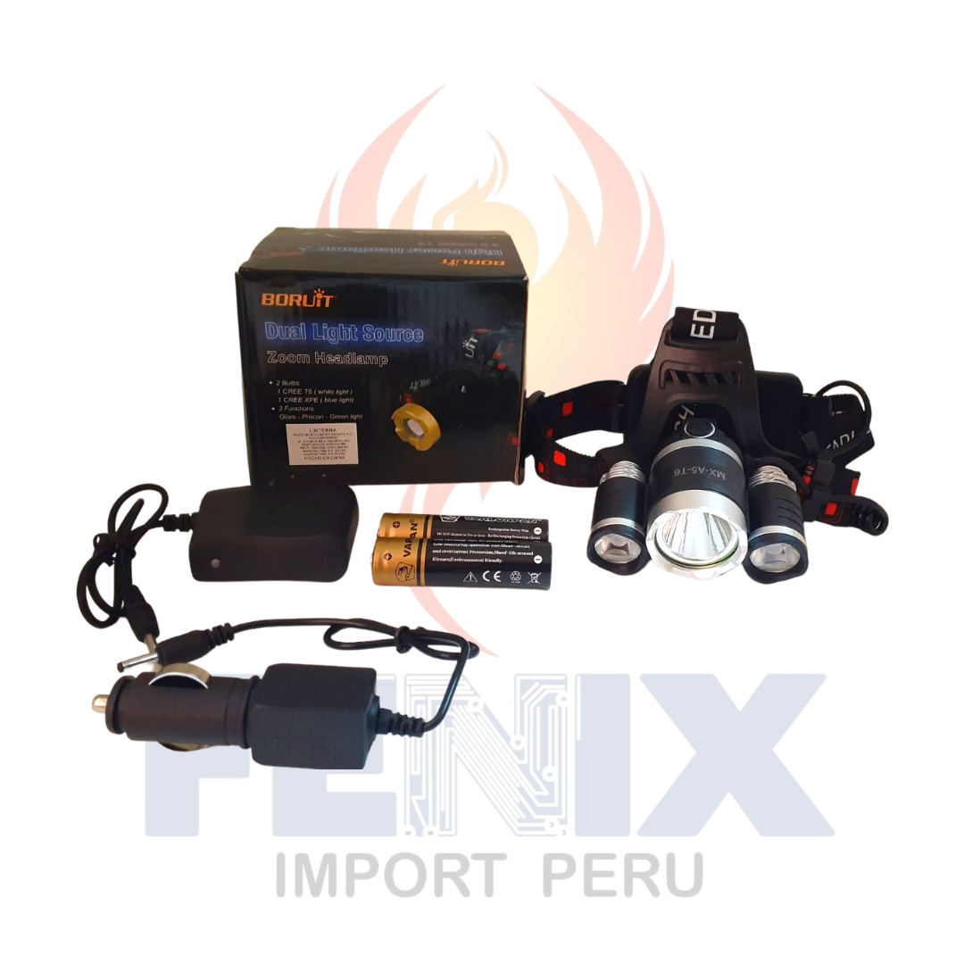 Linterna De Cabeza Recargable Y 3 Led Potentes Antiexplosiva