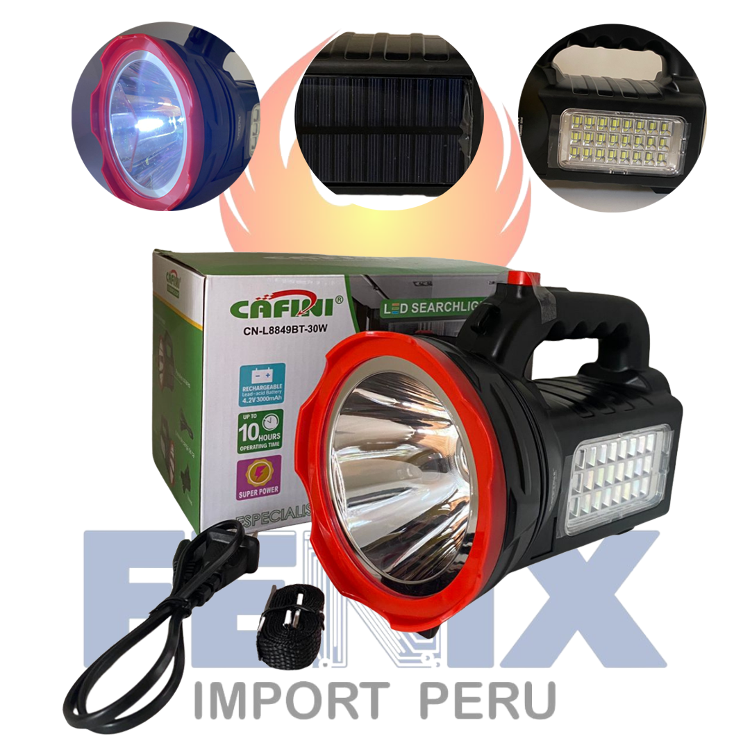 Linterna Cafini Potente 30W Recargable Panel Solar/Reflector