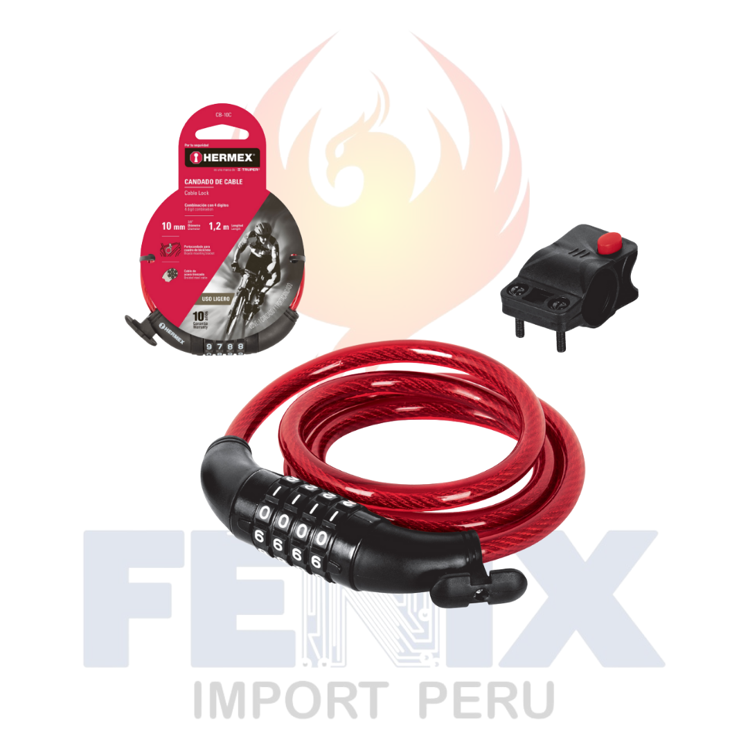 Candado De Cable 1,2m Para Bicicleta/Moto Hermex CB-10