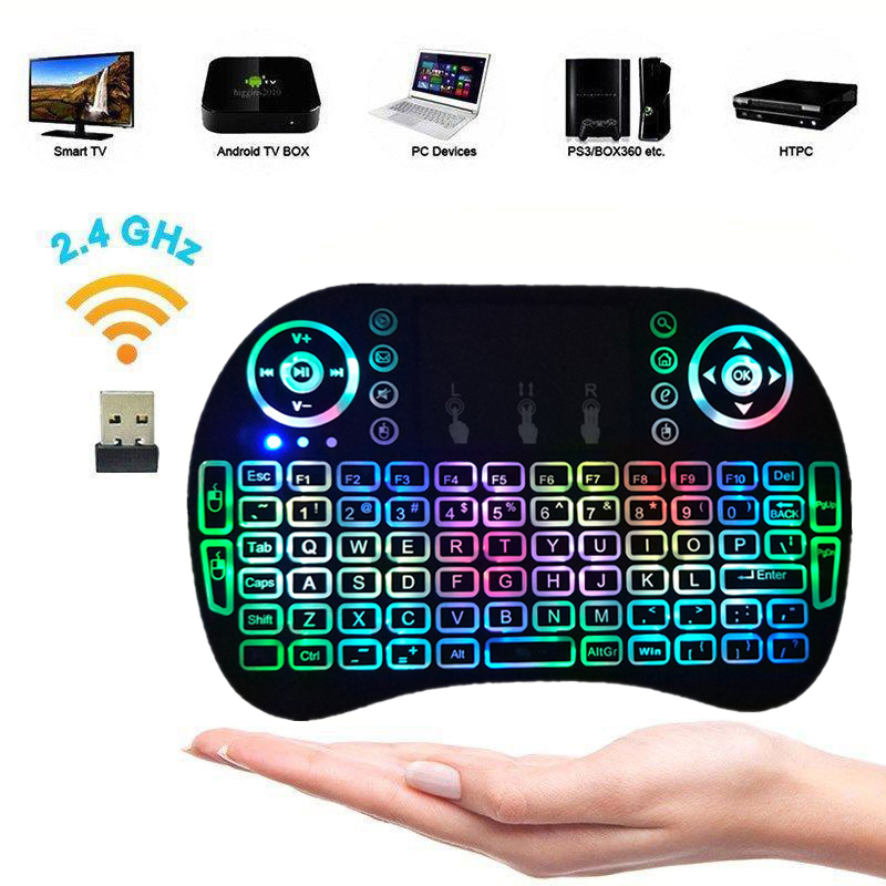 Mini Teclado Mouse Inalambrico Iluminado P/ Smart Tv Box Pro