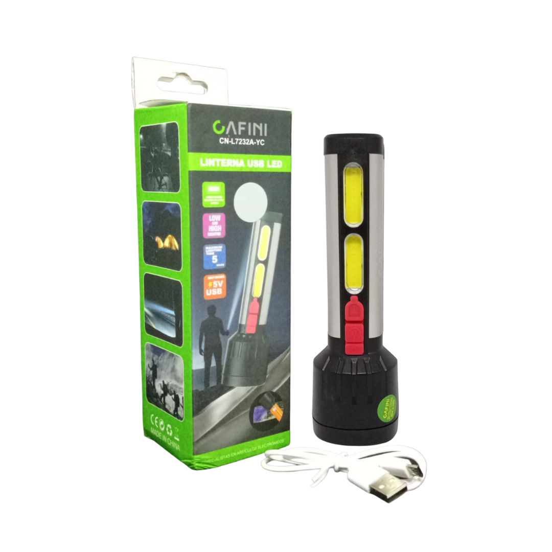 Linterna Táctica Luz UV Cob Alto Brillo USB Cafini L7232A-YC
