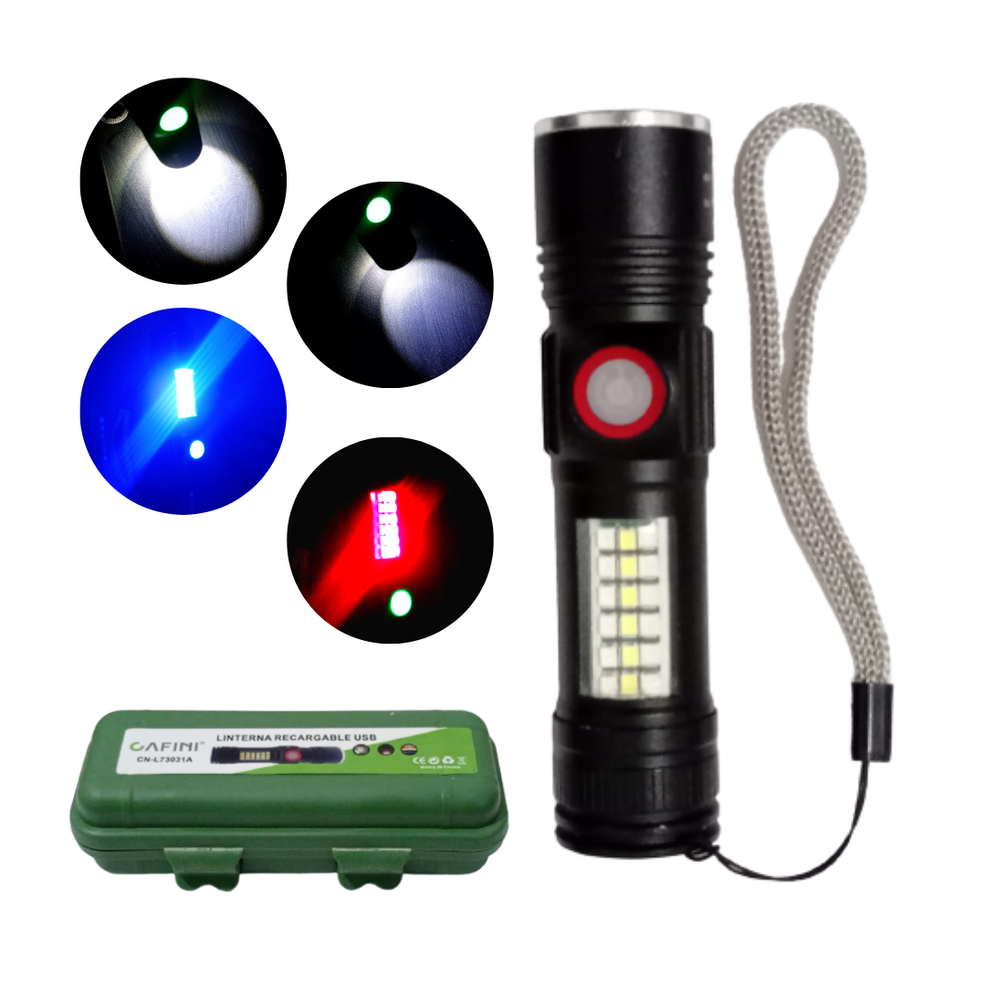 Linterna Táctica De Mano Recargable Usb Cafini 73031A 