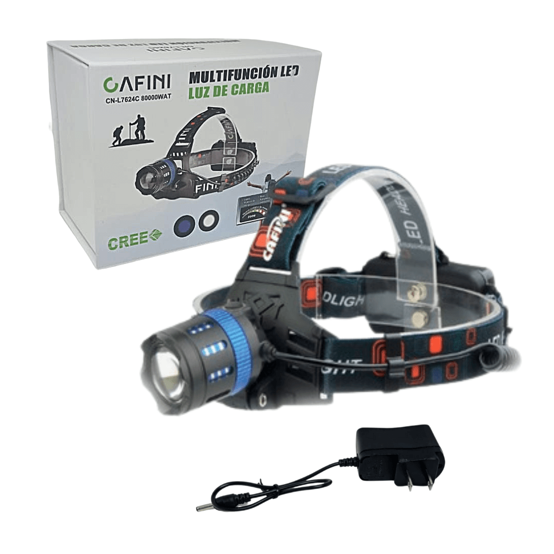 Linterna Frontal Antiexplosiva Cafini Recargable + Luz Azul Zoom L7624C
