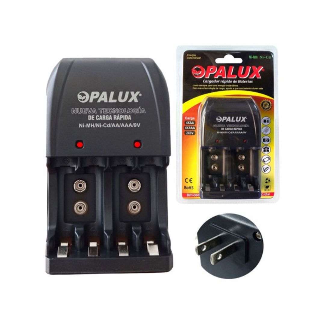 Cargador de Baterías / Pilas Recargables 9V/AA/AAA Opalux