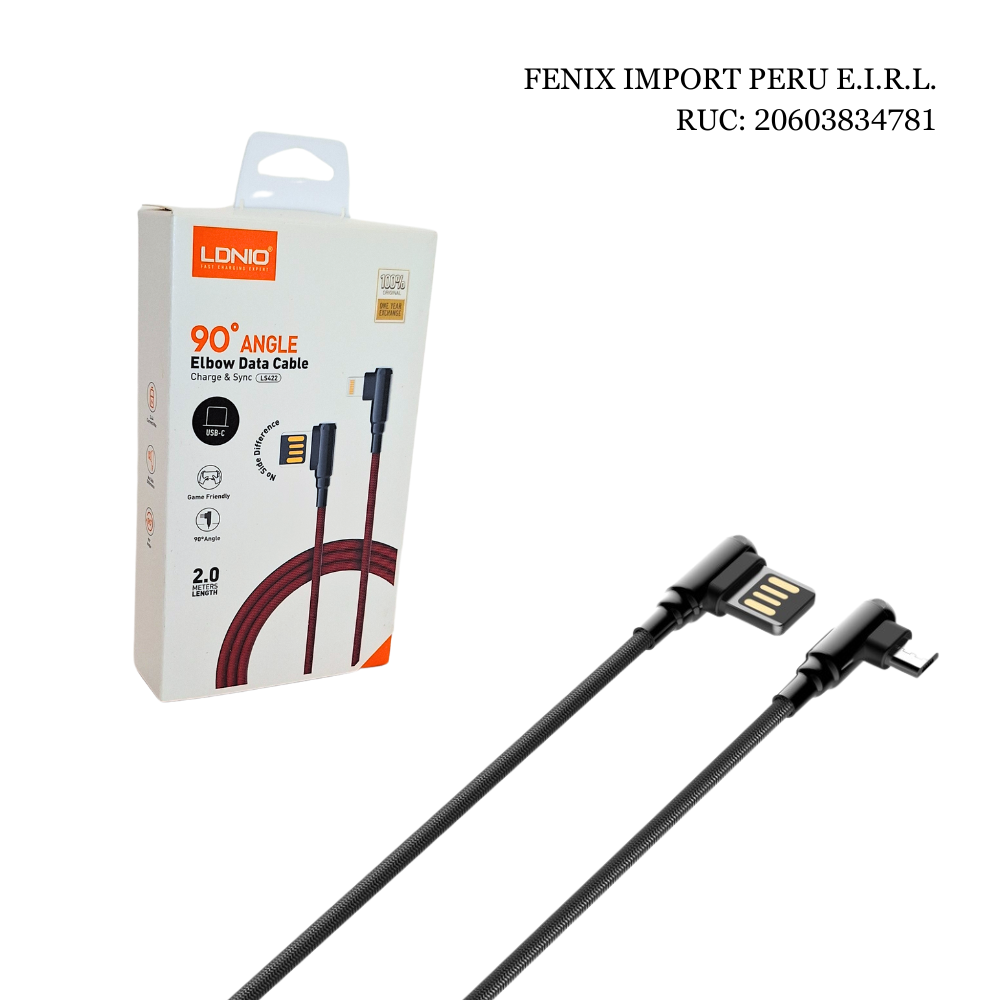 Cable 90° Tipo C LDNIO 2m /2.4 A