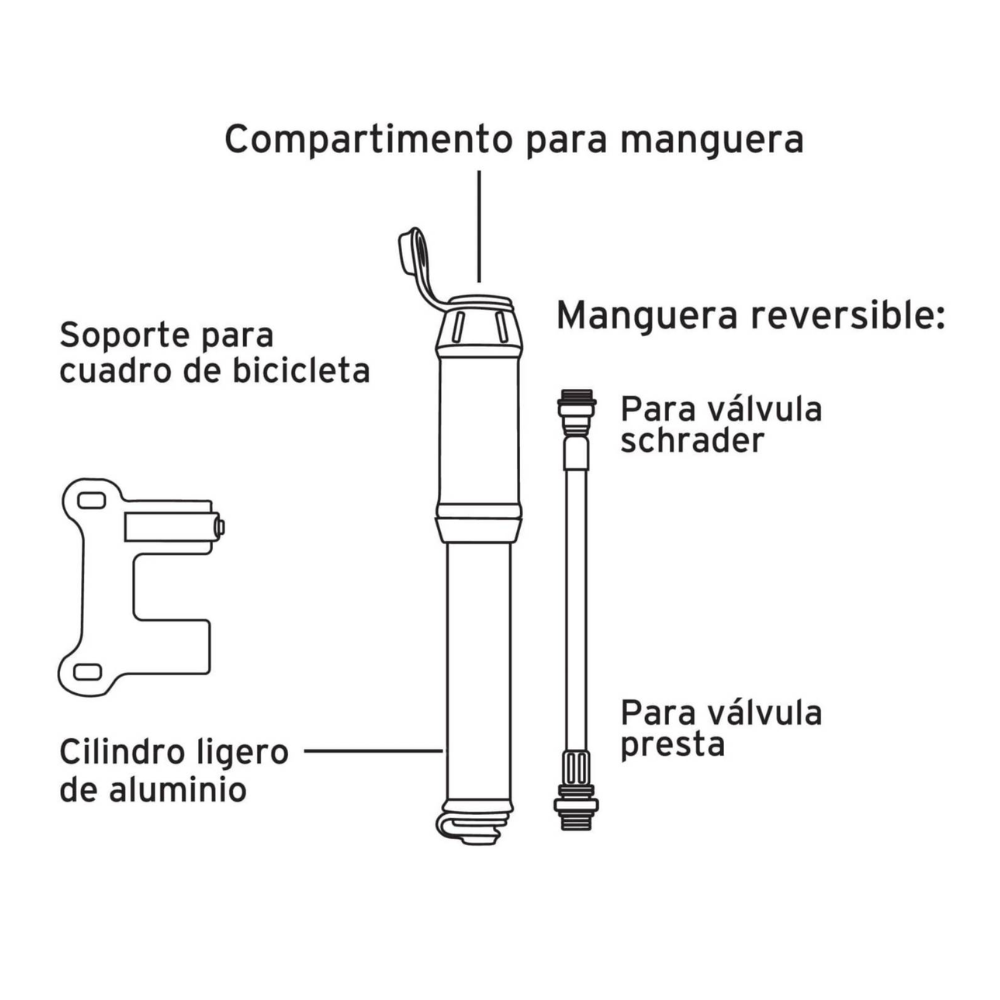 Mini inflador manual para bicicleta de 75 psi, Truper