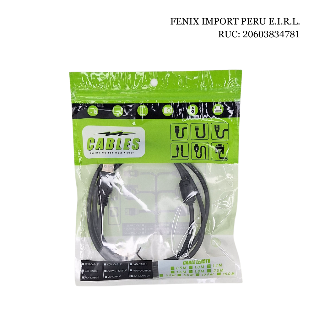 Cable USB 2.0 Para Impresora 1.4 Metros