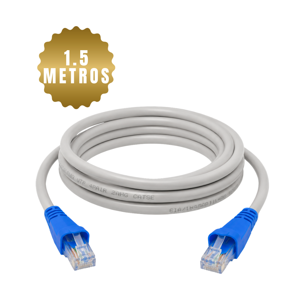 Cable De Red Internet Ethernet Rj45 Cat-5E de 1.5 Metros Gris