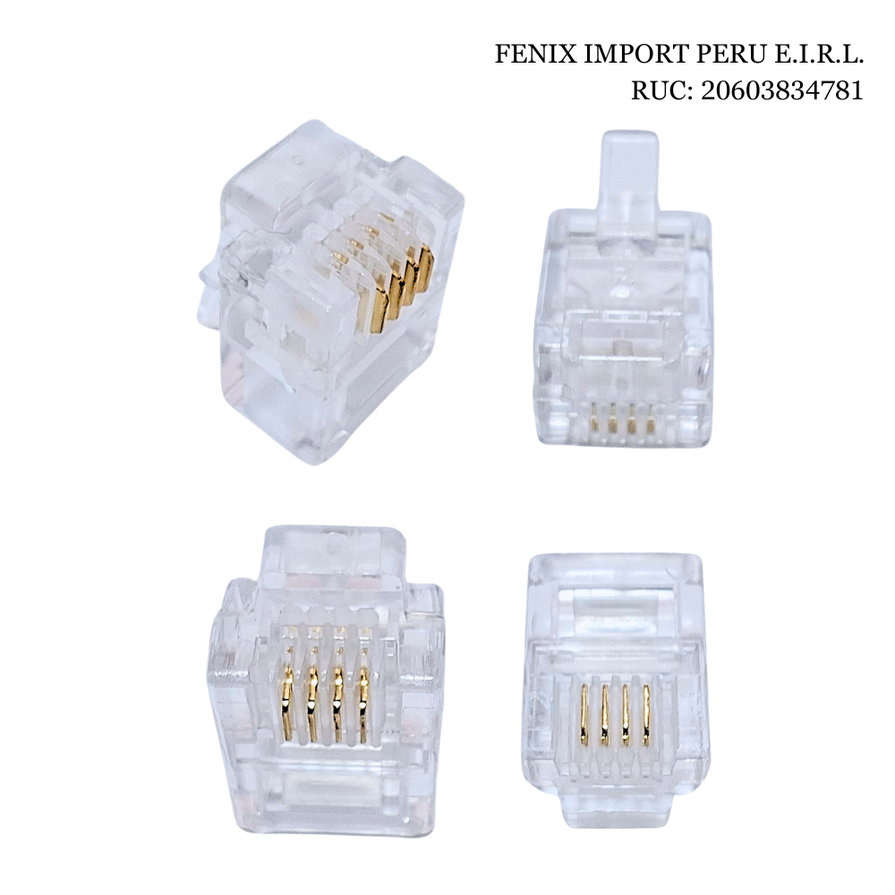 Conector Rj11 Tipo 6P4C Para Línea Teléfono Bolsa De 100 Unidades