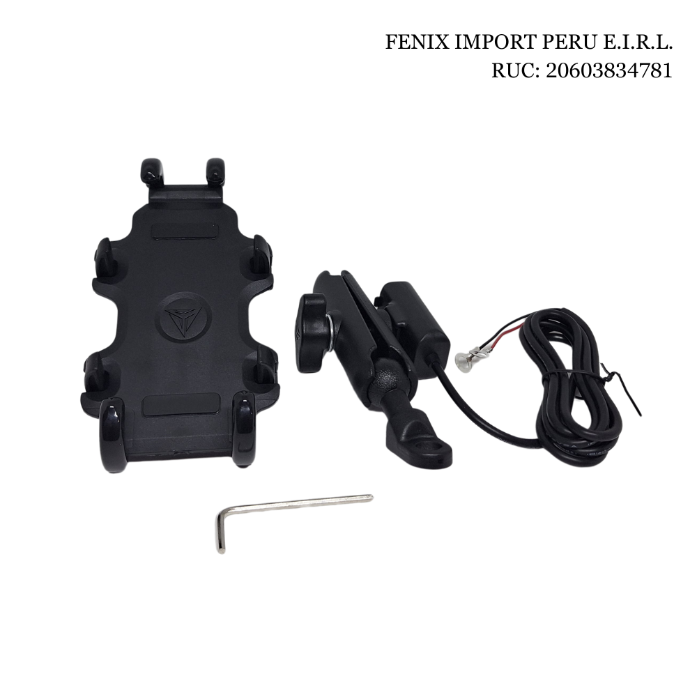 Soporte de Celular para Moto con Rotacion 360 y Cargador USB Desmontable para Espejo