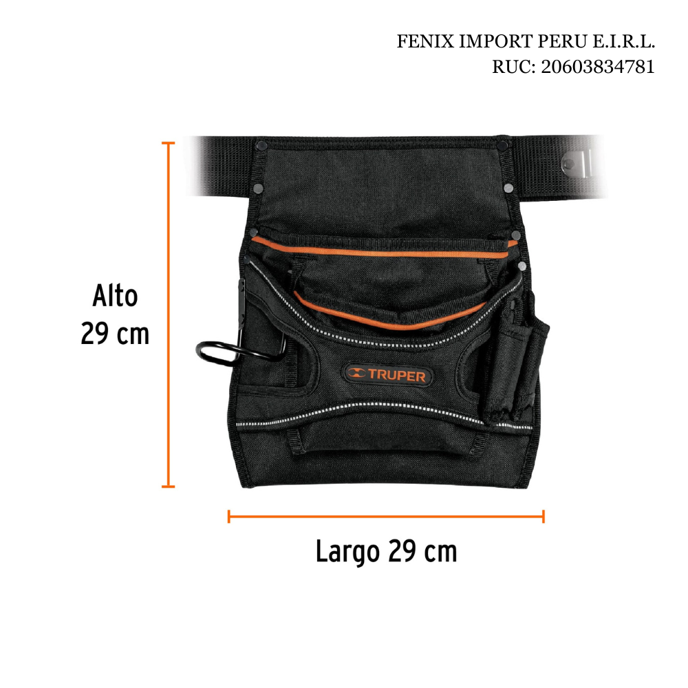 Canguro Portaherramientas con Cinturon Ajustable y Compartimientos Truper POHE-13N