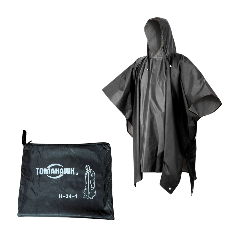 Poncho Impermeable Grueso TOMAHAWK con Capucha Broches y Cierre