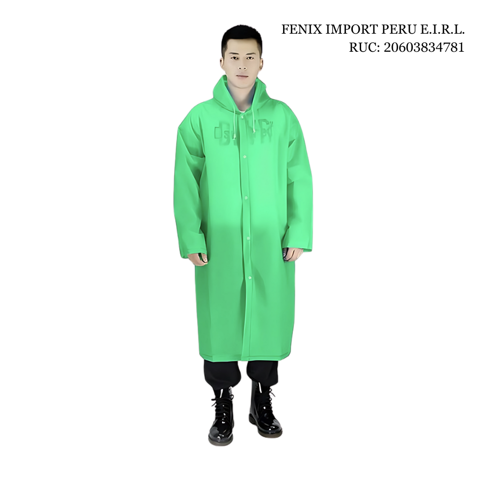 Poncho Para Lluvia Ligero Impermeable con Manga Capucha y Botones