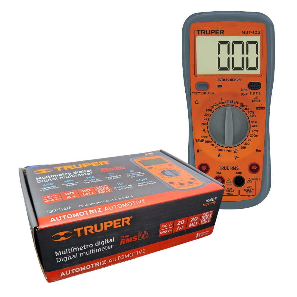 Multimetro Multitester Automotriz Digital Profesional Truper Mut-105