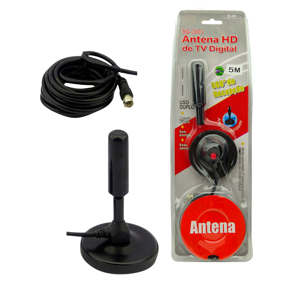 Antena TV Digital HD Omnidireccional 360 con Base Magnética SG-3003